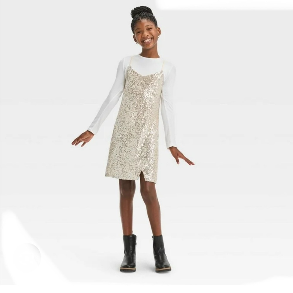 Girls Sequin Mini Dress as M (8)